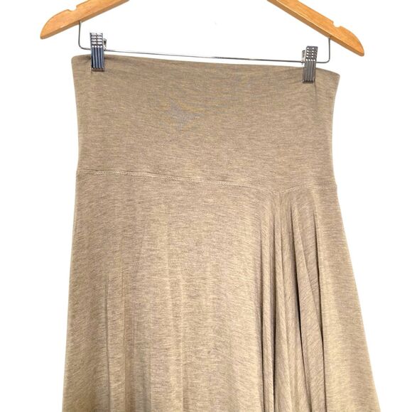 Max Studio Heather Mocha Cream Stretch Pleated Skirt Size Medium Stretchy Flowy - Picture 3 of 10
